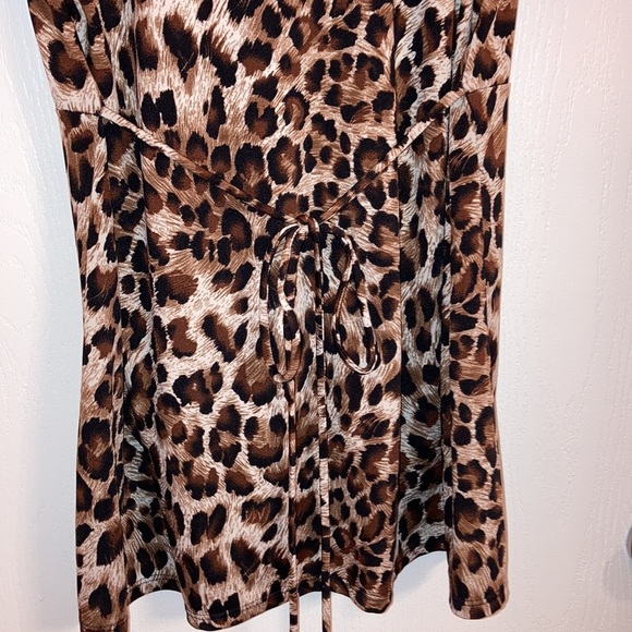 Heartsoul Animal print top with deep v neck with rouching around the v. - Picture 7 of 7